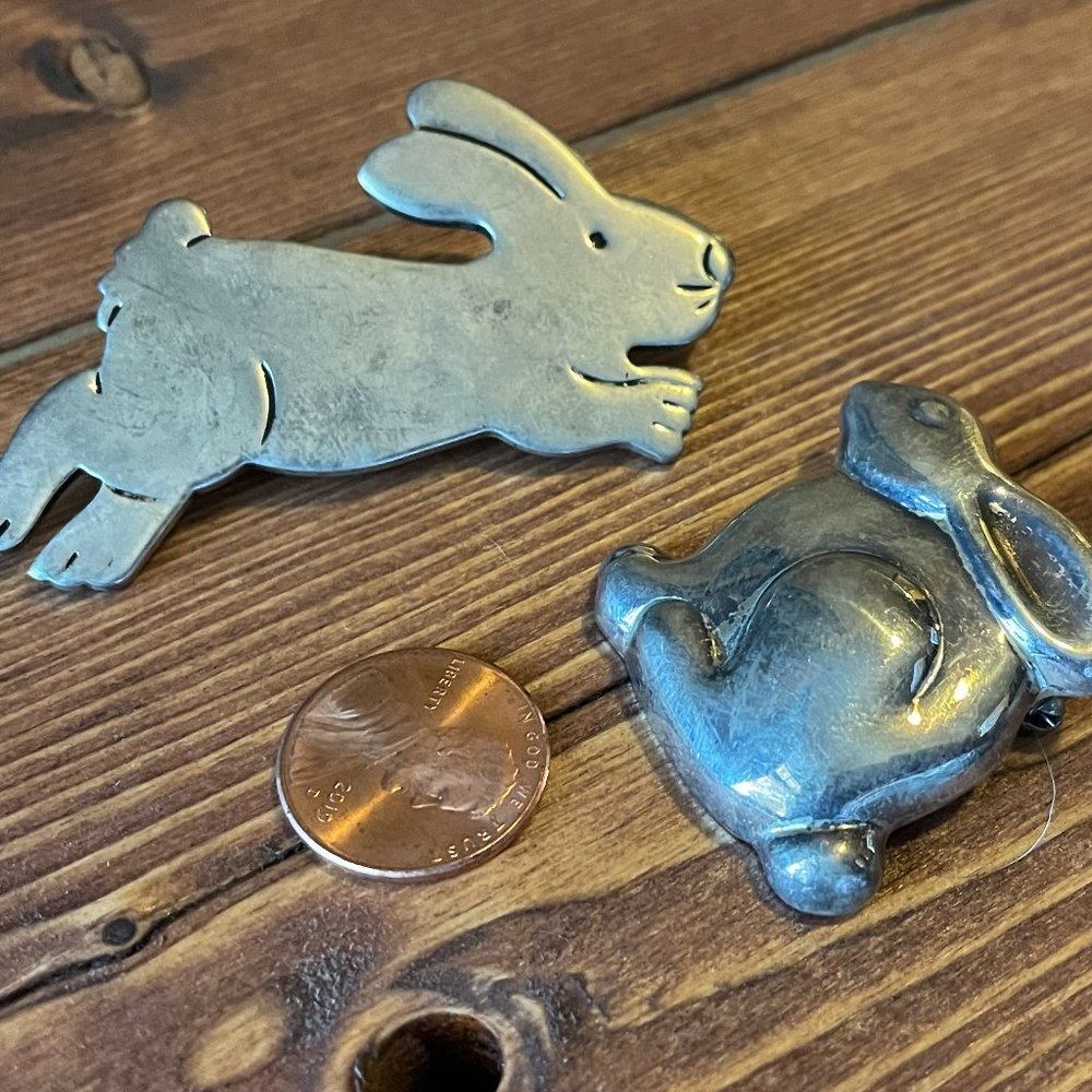 Set of 2 Bunny Brooches